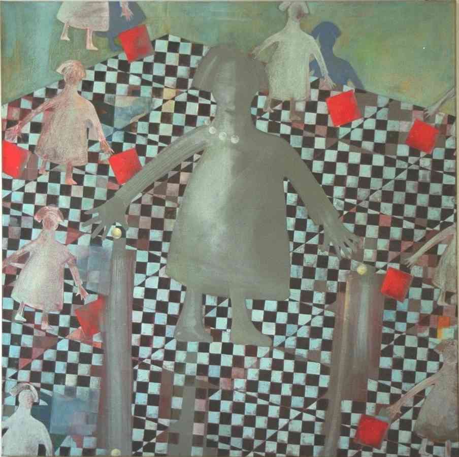 himmelhochjauchzend die hände hoch, 120x120cm, oel uaf leinwand, 1995-98 